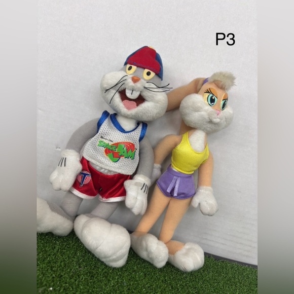 Other - Space Jam Bugs Bunny & Lola Bunny Plush Stuffed Animal Lot Warner Bros WB
